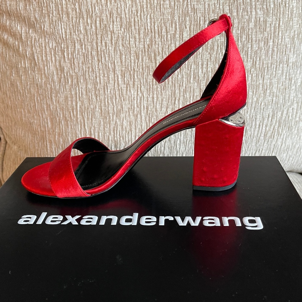 Alexander Wang Abby Ostrich Red Sandals